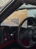 Raskol JR. Ekru Beyaz Mavi Denim&Jant Detaylı Sweatshirt on dashboard of Honda S2000.